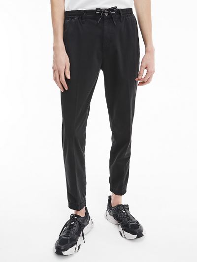 Calvin Klein Ruhák HU023700 | Calvin Klein Cotton Stretch Cuffed Férfi Chino Nadrág Fekete